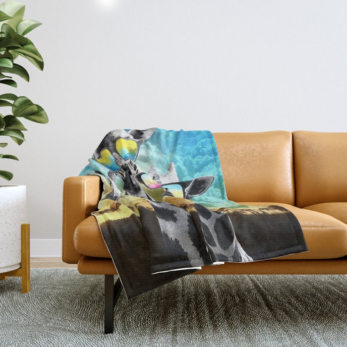 Crazy Cool Giraffe Throw Blanket by poison wednesday Society6