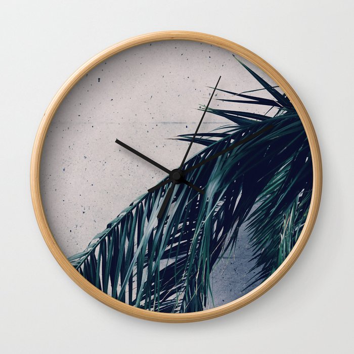 Blue Palm Wall Clock