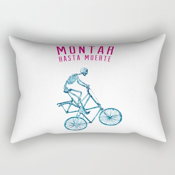 Skeleton Bike - "Montar Hasta Muerte" Rectangular Pillow
