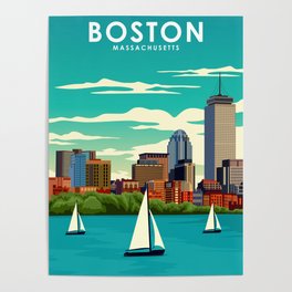 Boston Massachusetts Vintage Travel Poster Poster