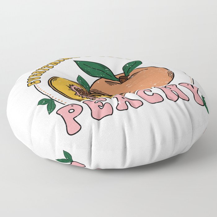 Everything's Just Peachy - Retro, Vintage, Peaches Summer Fruit Floor Pillow