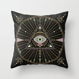 Evil Eye Mandala – Black Throw Pillow