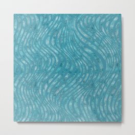 Aquamarine. Abstract pattern with waves of sea colors Metal Print