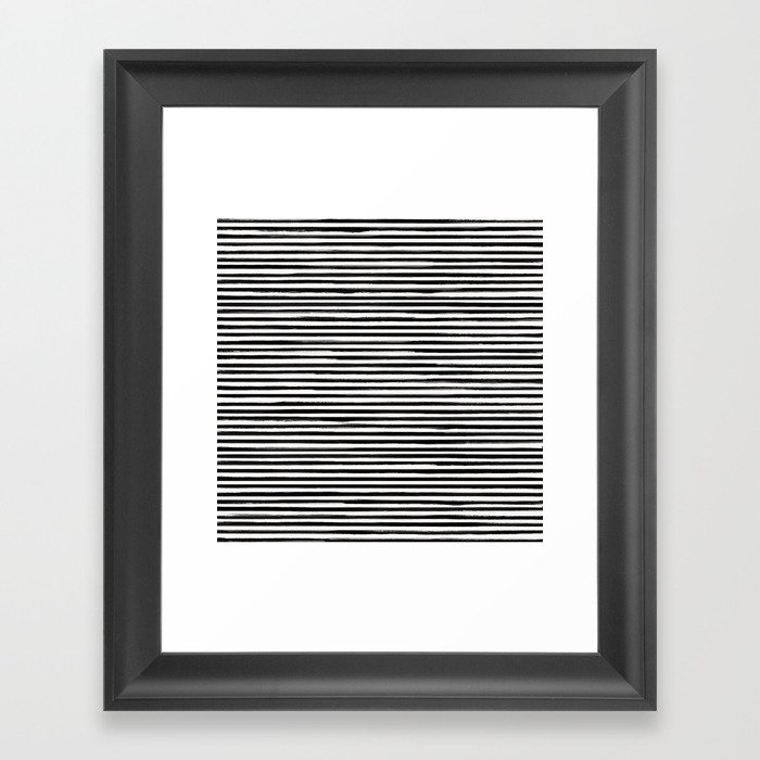 form blocs | skinny strokes horizontal narrow | black on off white  Framed Art Print