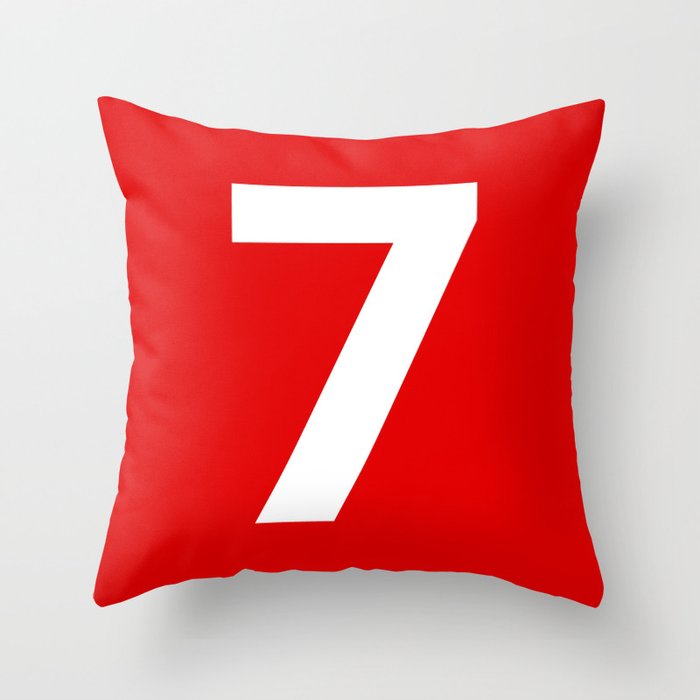 Number 7 (White & Red) Throw Pillow