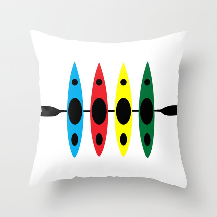Four Kayaks | DopeyArt Throw Pillow