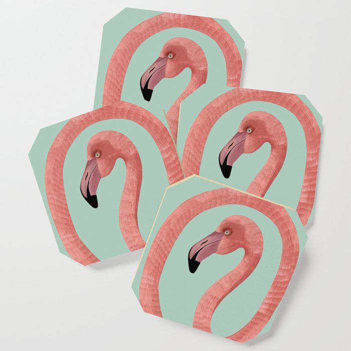 Flamingo long loop neck abstract Coaster