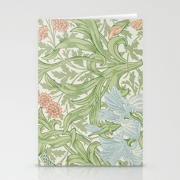 William Morris Green And Blue Iris Pattern Stationery Cards