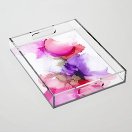 Alcohol Ink Pink and Gold Abstract Acrylic Tray