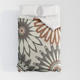 Gray Cream Rust Flowers Comforter