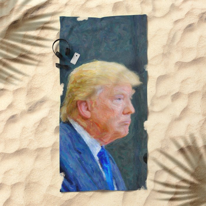 Portrait Of President Donald Trump Beach Towel By Asarstudios