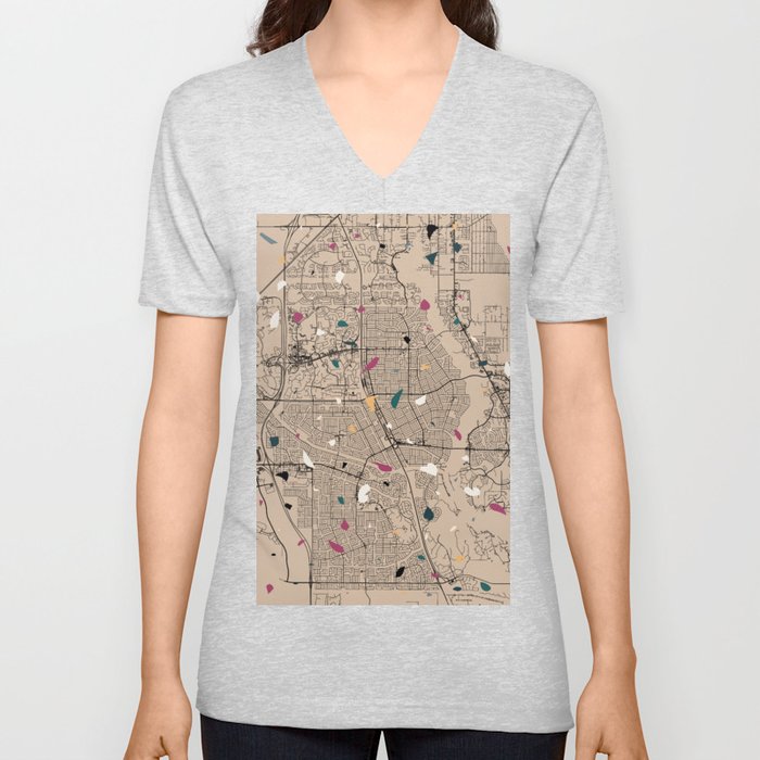 USA, Port St. Lucie City Map Collage V Neck T Shirt