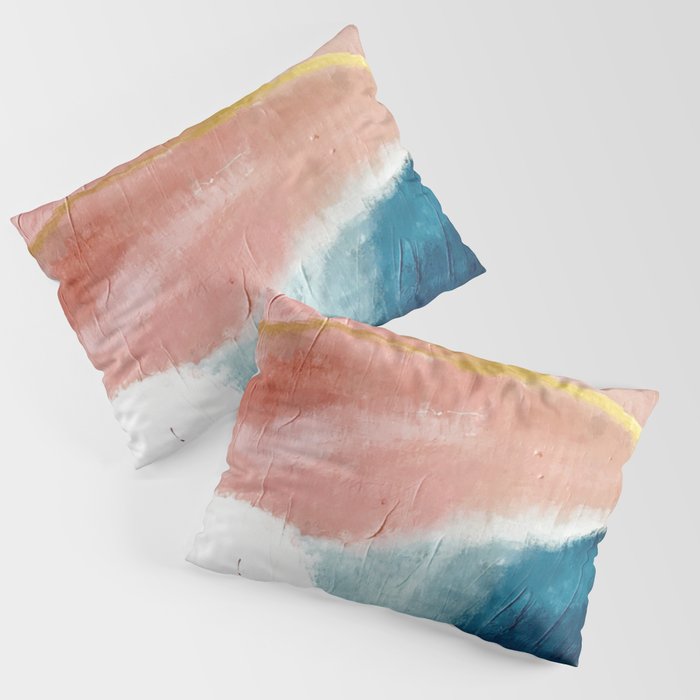 Exhale: a pretty, minimal, acrylic piece in pinks, blues, and gold Pillow Shams