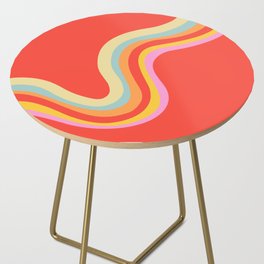 Groovy 70s Retro Rainbow flow on Red Side Table