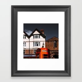 Great Britain Photography - Phonebooth By Some White British Houses Framed Art Print