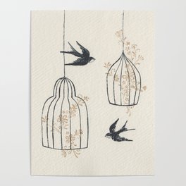 Swallows and Birdcages Poster