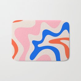 Retro Liquid Swirl Abstract Pattern Square Pink, Orange, and Royal Blue Bath Mat | Cool, Graphicdesign, Abstract, Dorm, Orange, Trendy, Pink, Joyful, Royal Blue, Vibe 