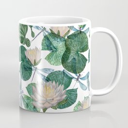 Seamless pattern "Dragonflies on water lilies" Coffee Mug