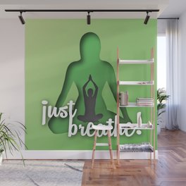 Yoga and meditation quotes paper cut out effect green Wall Mural