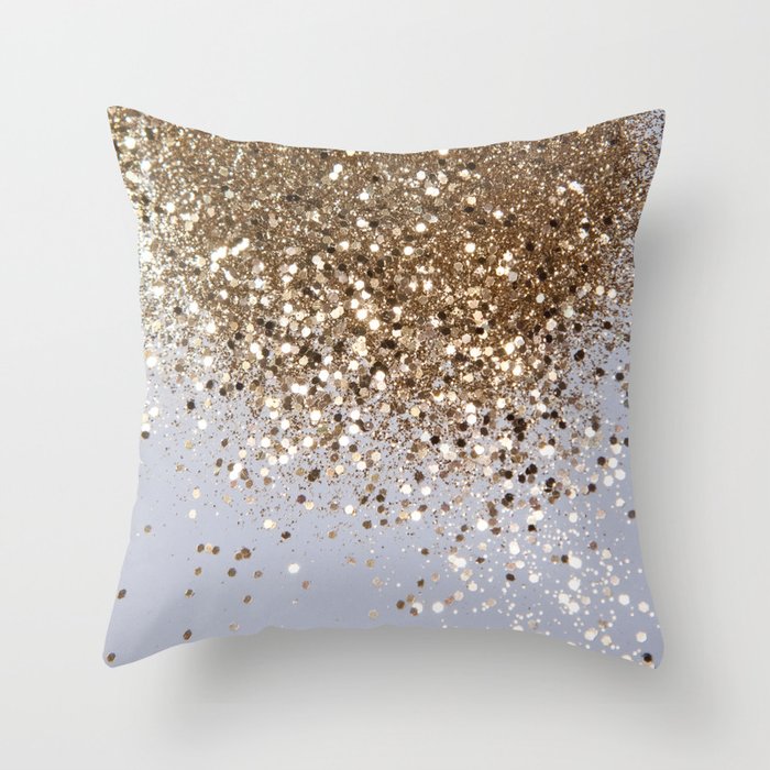 Sparkling Glam Gold Glitter Glam #1 (Faux Glitter) #shiny #decor #art #society6 Throw Pillow