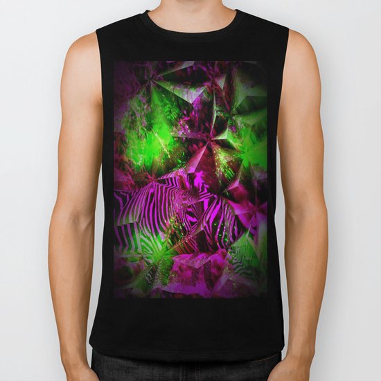 Pink Zebra Abstract Biker Tank