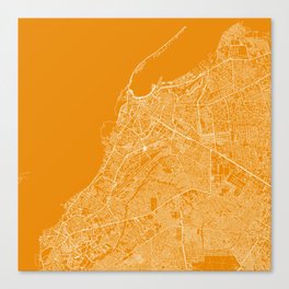 Luanda, Angola - Map Drawing Reprint - Yellow Canvas Print