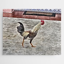 Skinny Rooster at my Door Jigsaw Puzzle