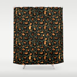 Emerald / Green Leopard Print // Leopard Prints On Me Shower Curtain