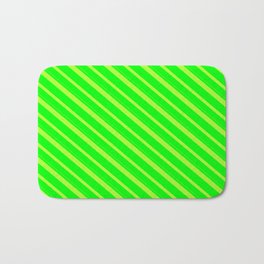 [ Thumbnail: Lime and Light Green Colored Lines/Stripes Pattern Bath Mat ]