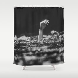 She Needs Help (Black and White) Shower Curtain
