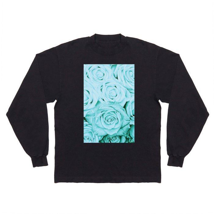 Turquoise roses -flower pattern - Vintage rose Long Sleeve T Shirt