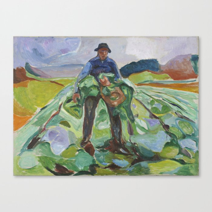Man in the Cabbage Field Edvard Munch Canvas Print