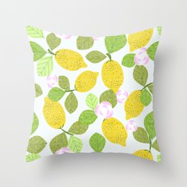 Lemons in Bloom Throw Pillow