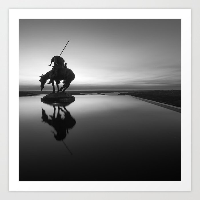 End Of The Trail Native American Silhouette Monochrome Square Format Art Print By Gregoryballosfineart Society6
