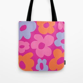 60s 70s Hippie Flowers Pinky Tote Bag