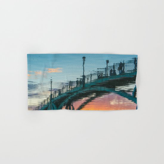 the reflection of the pedestrian bridge Hand & Bath Towel