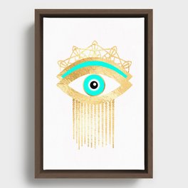 Evil eye gold foil print Framed Canvas