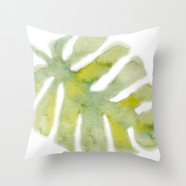 Large Watercolor Tropical Leaf Throw Pillow