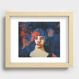 Birds - expressive portrait of a woman Recessed Framed Print