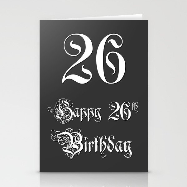 Happy 26th Birthday - Fancy, Ornate, Intricate Look Stationery Cards