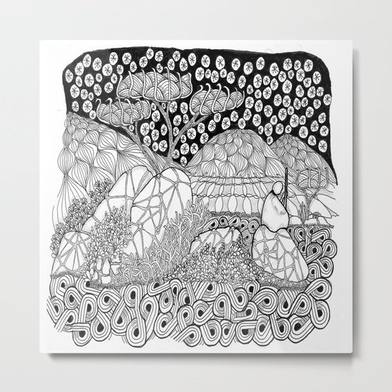 Zentangle Night Solitude Metal Print