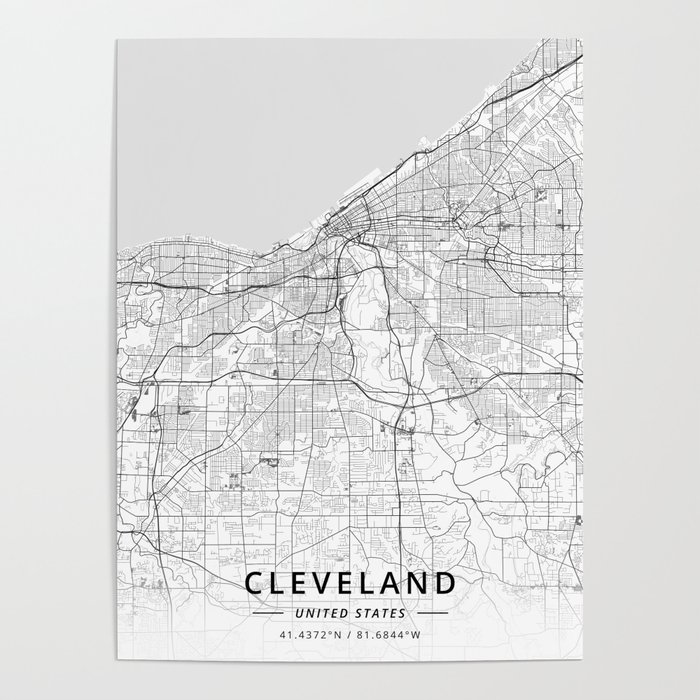 Cleveland, United States - Light Map Poster