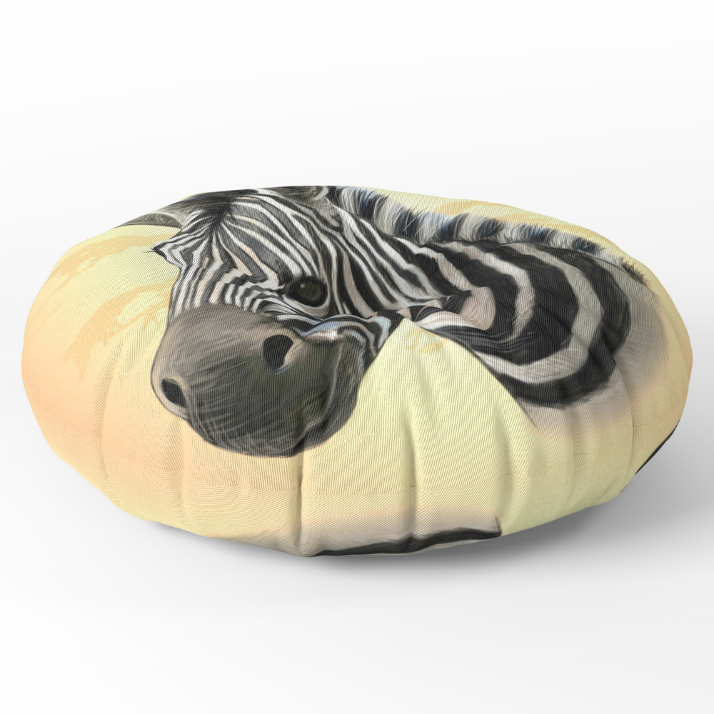 African Zebra Round Floor Pillow - x 26