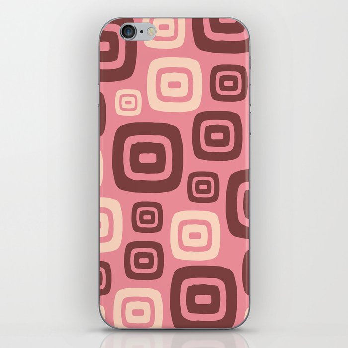 Retro Mid Century Modern Abstract Pattern 424 Brown Pink and Beige iPhone Skin