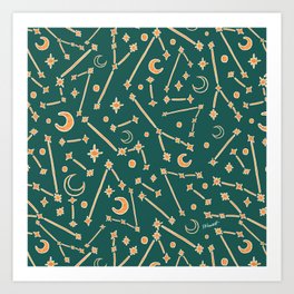 Cosmic Constellations - Emerald  Art Print