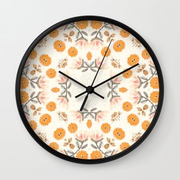 Modern Vintage Orange Blossoms Wall Clock