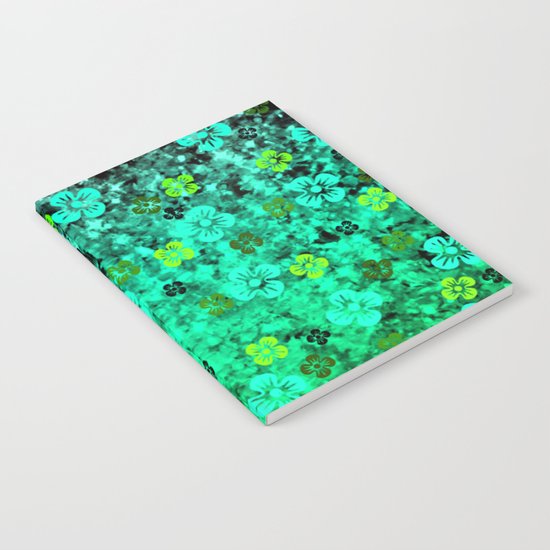 LUCK OF THE IRISH Colorful Emerald Green Ombre St Patricks Day Floral Shamrock Four Leaf Clover Art Notebook