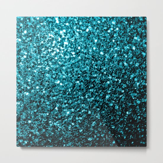 Beautiful Aqua blue glitter sparkles Metal Print