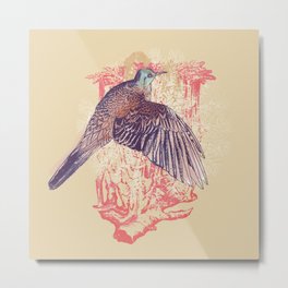 Abstract art bird and coral Metal Print
