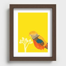 Bird and Tree - on Yellow Recessed Framed Print